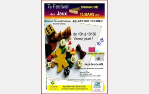 7è FESTIVAL des JEUX DE SOCIETE - AILLANT sur THOLON 89