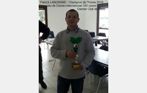 Patrick LANGRAND Champion de l'Yonne 2016 Jeu de Dames International