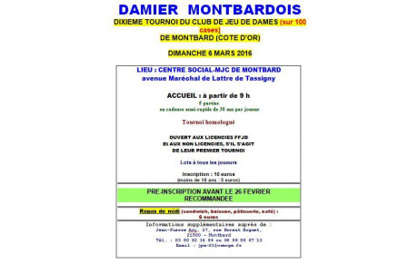 Tournoi à Montbard (21) sur damier 100 cases